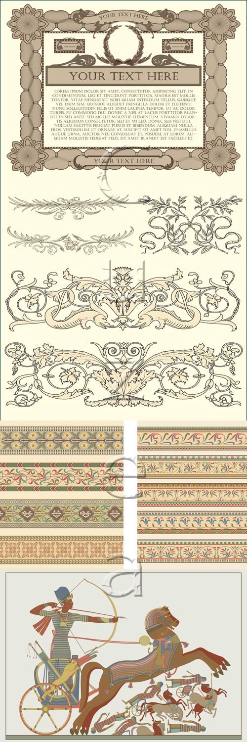 Vintage ornaments and frame, 20 - vector stock