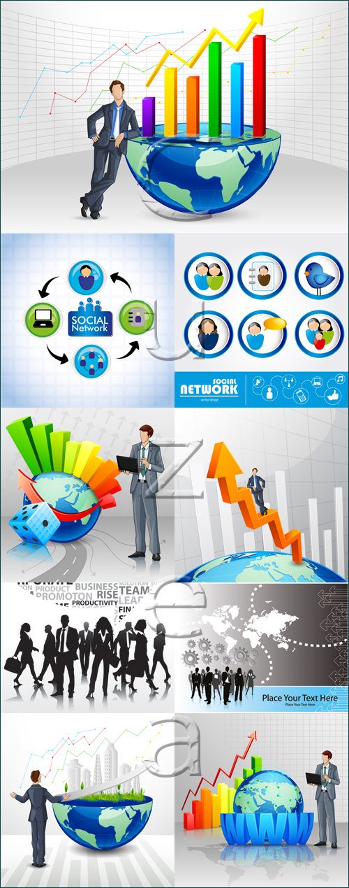 Business people and diagramm - vector stock
