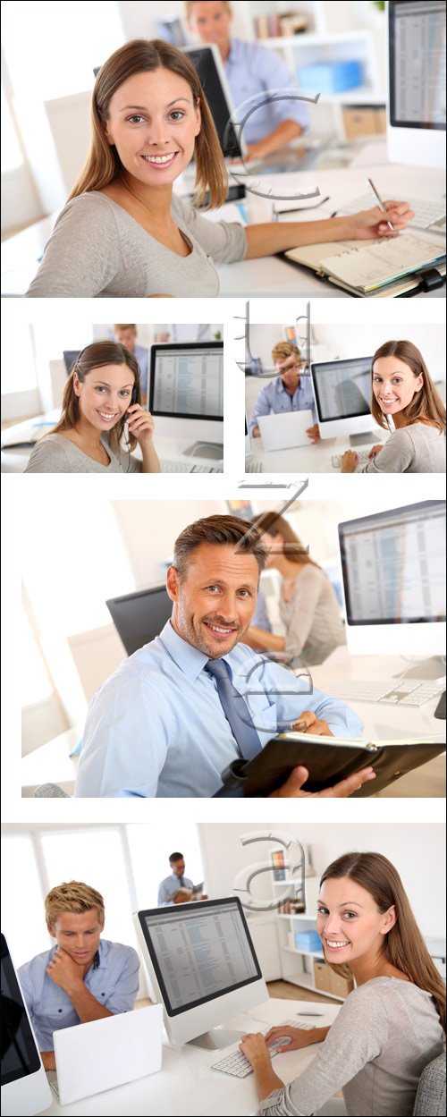 Portrait of smiling office worker - stock photo
