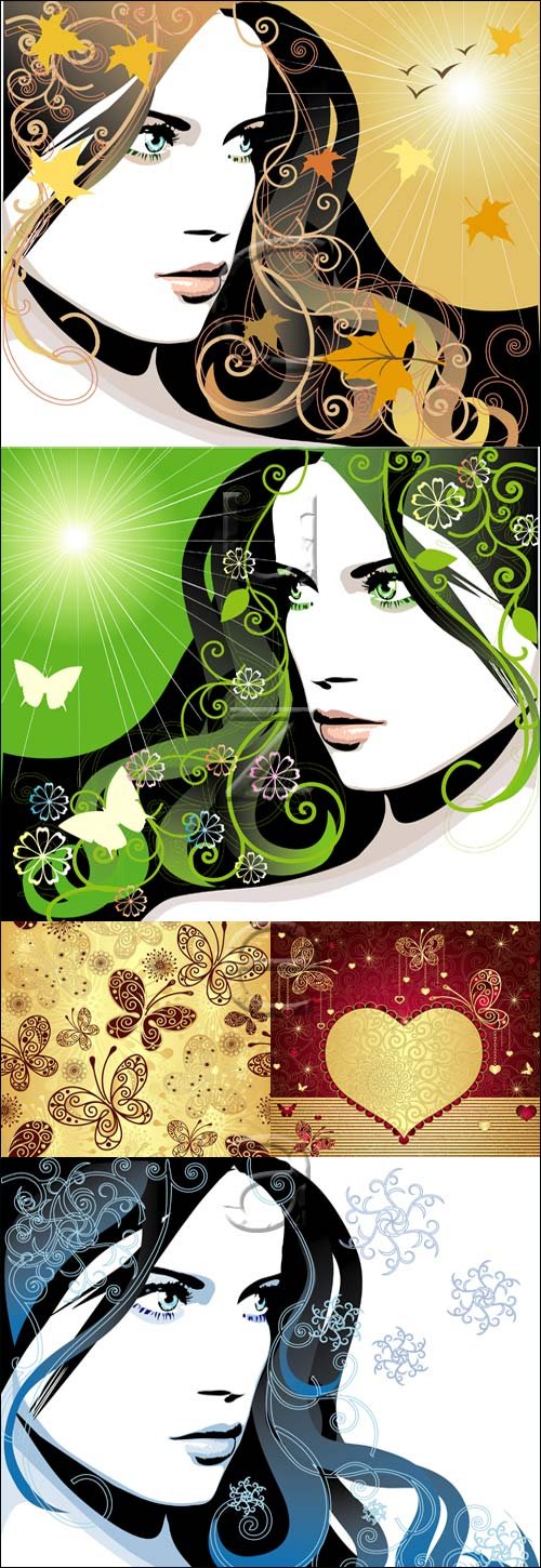 Girl and butterfly - vector stock