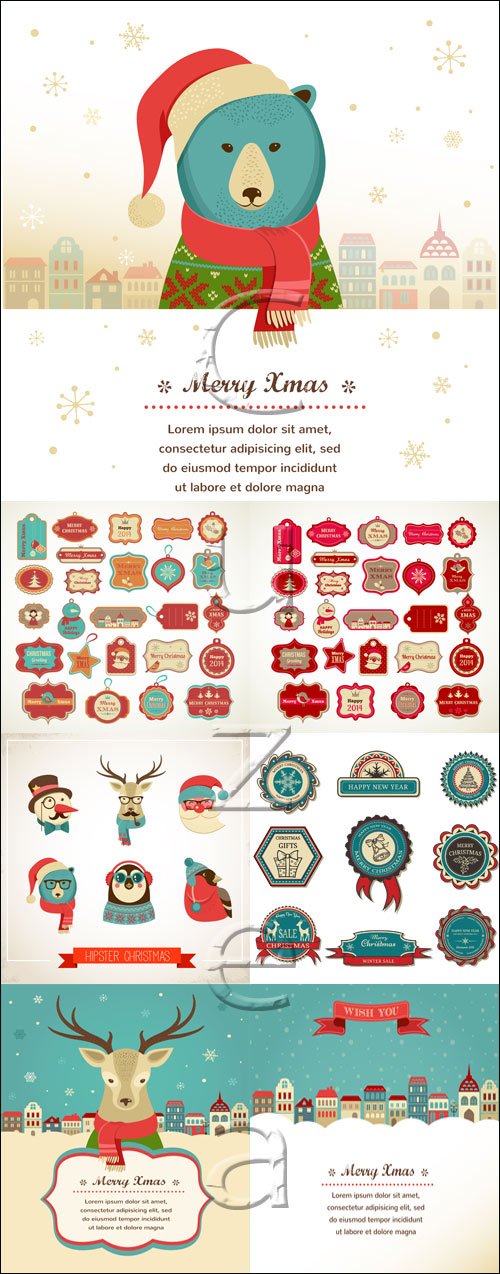 Christmass vector labels and backgrounds, 2014
