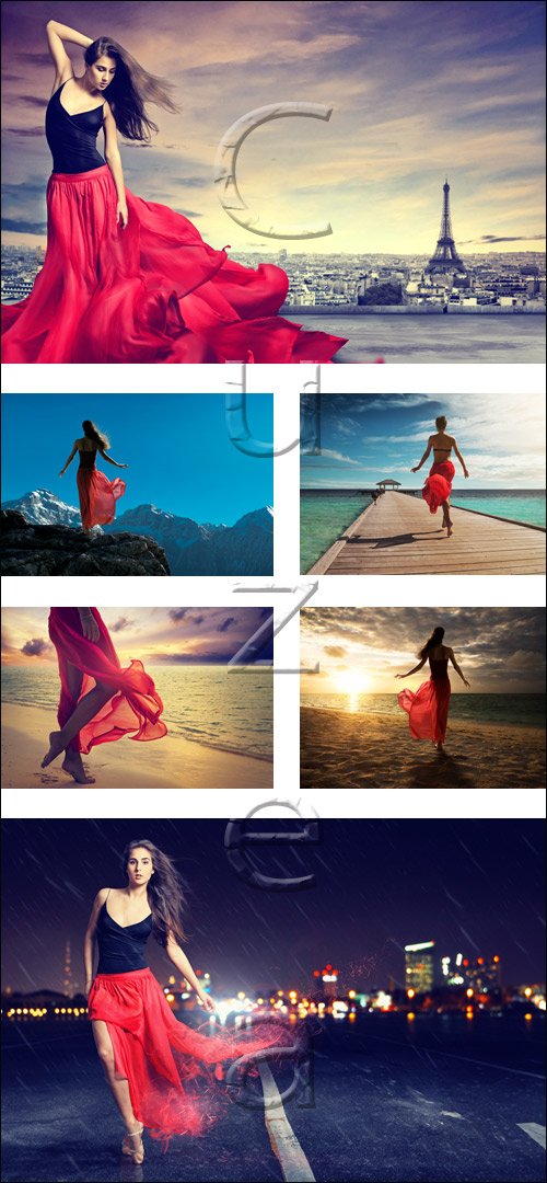 Woman in red - creativ stock photo