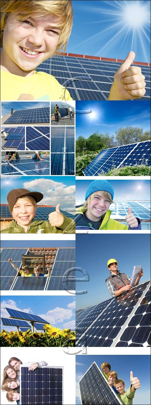 Solar energy and people - stock photo