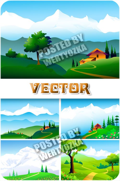    / Natural mountain scenery - stock vector