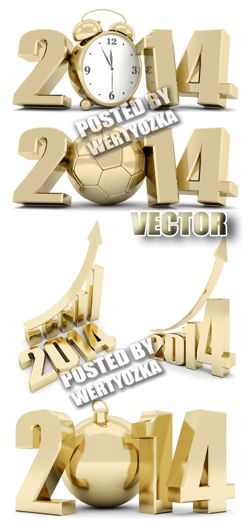   2014 / Gold lettering 2014 - stock photos