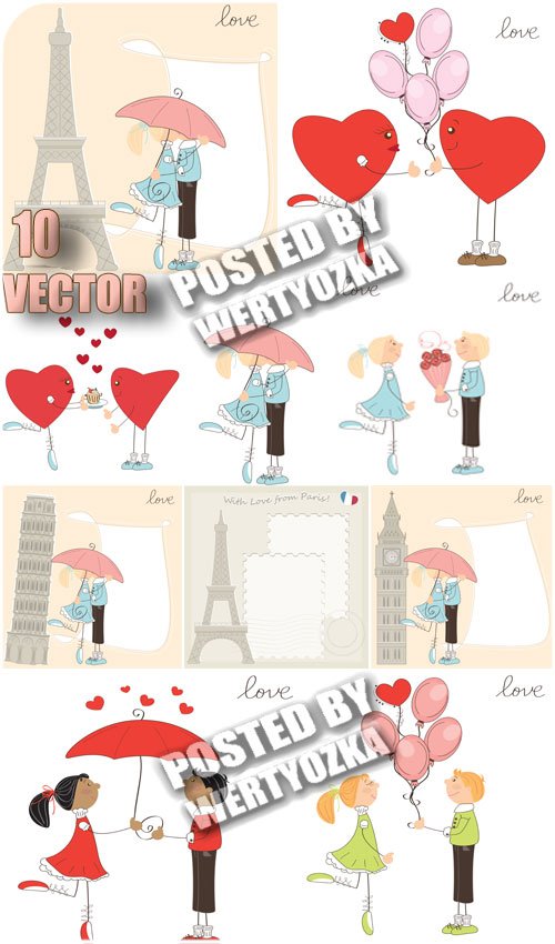      / Romantic couple and the Eiffel Tower - stock vector