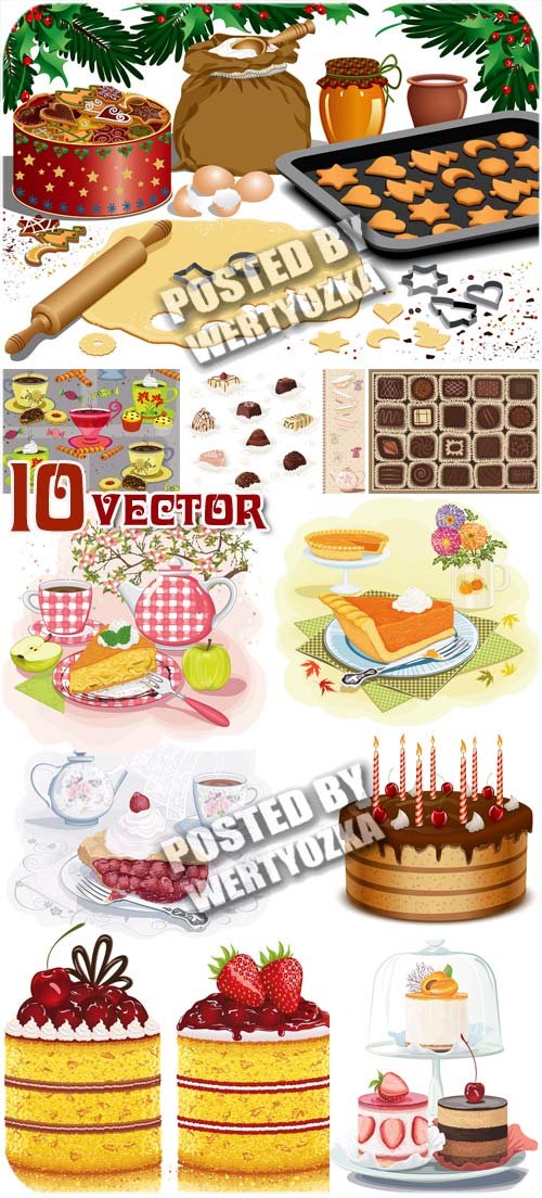 , , ,  / Sweets, cakes, candy, cookies - stock vector