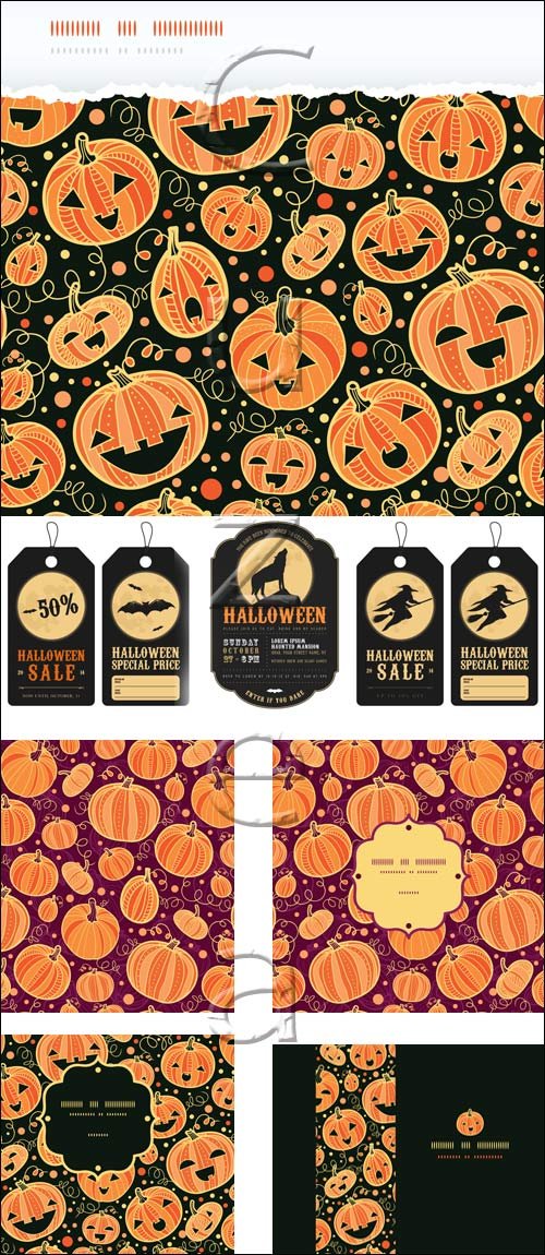 Halloween backgrounds and stickers - vector stock