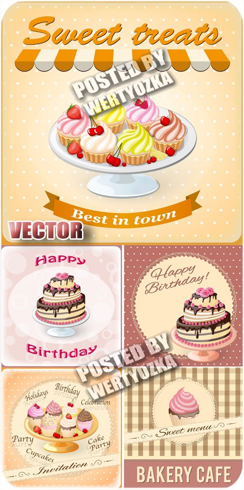 ,  / Cakes, cupcakes - stock vector
