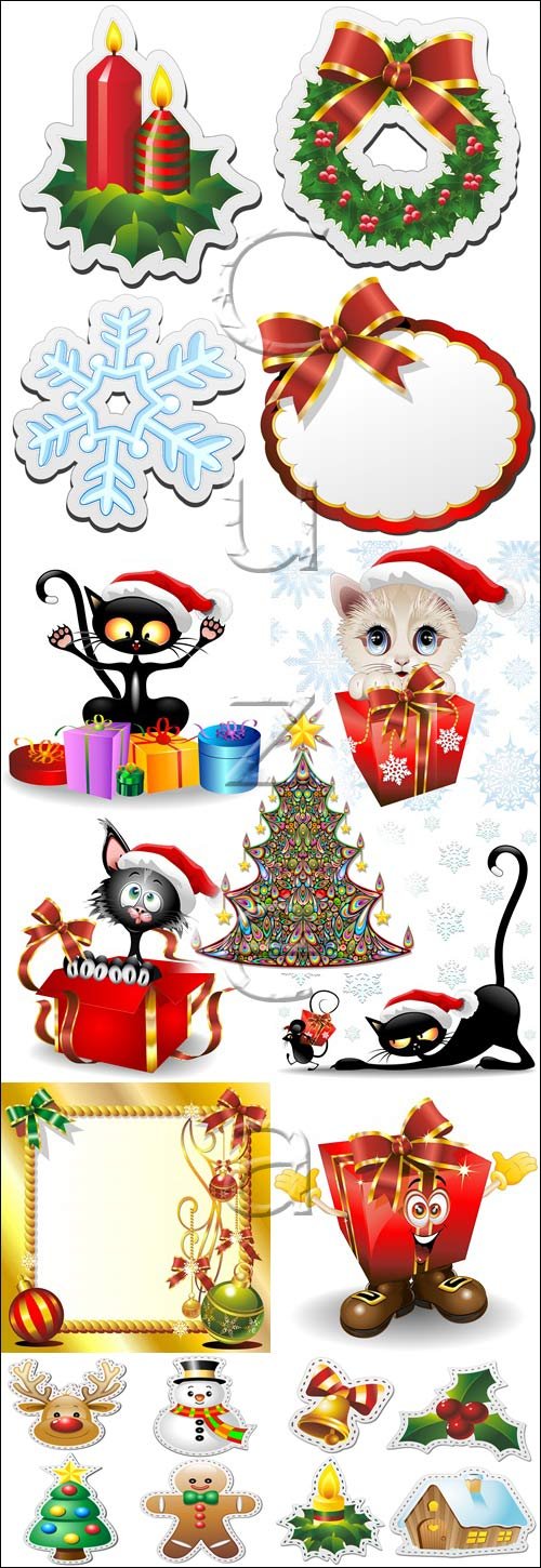 Christmas animals and elements - vector stock