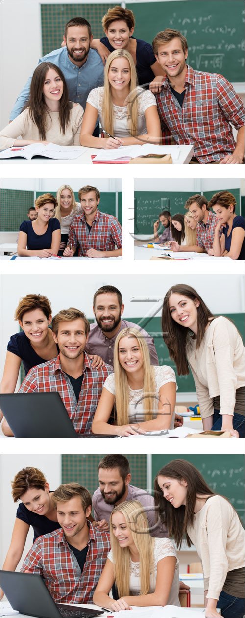 Students with notebook - stock photo