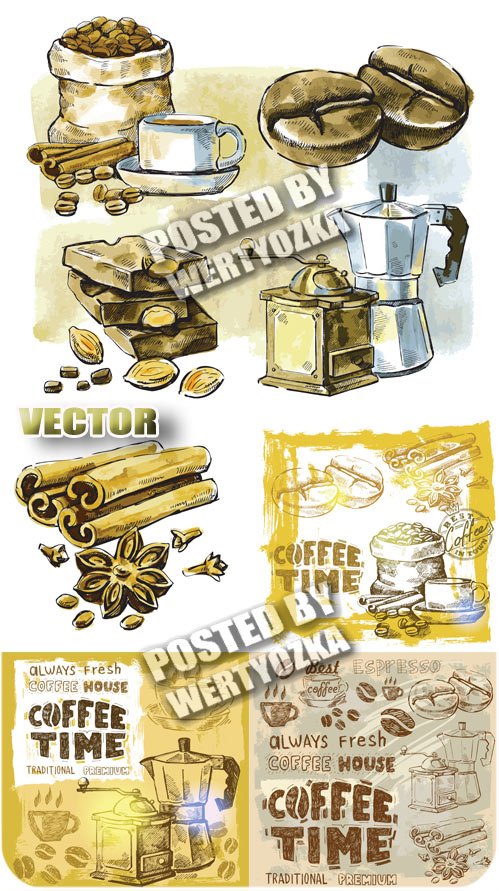 ,   / Coffee, coffee beans - vintage vector