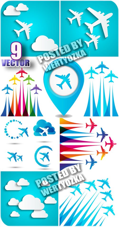    / Aircraft and clouds - Stock vector