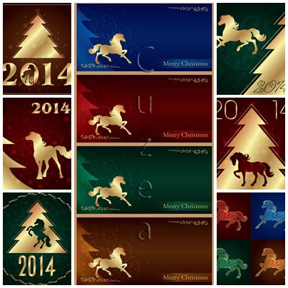 Vector simbol of 2014 year - horses