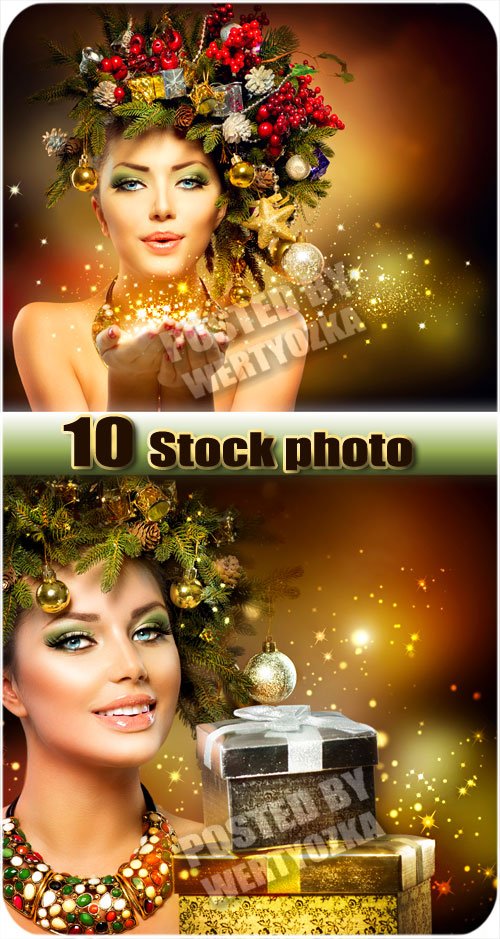 Beautiful girl and Christmas - stock photo