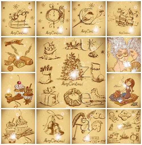 New Year decoration and bakery produse, 51 - vector stock