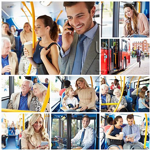 People in the sity bus - stock photo