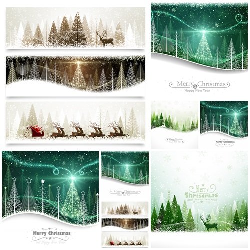 Winter background with christmas tree - vector stock