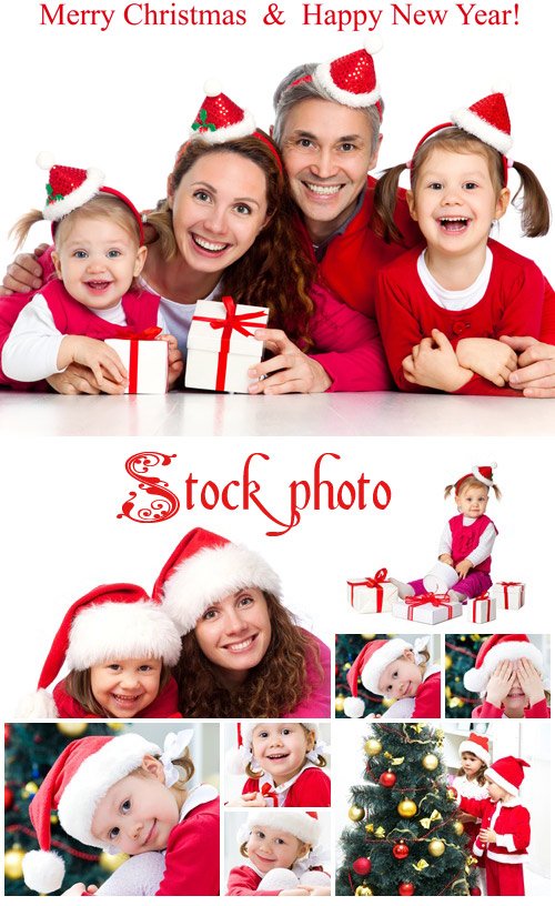 Happy family selebrating New Year - stock photo