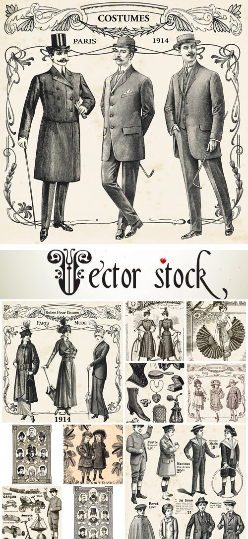 Vintage costumes - vector stock