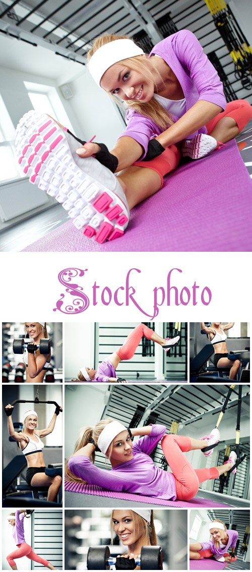 Sport girl stretching the muscles - stock photo