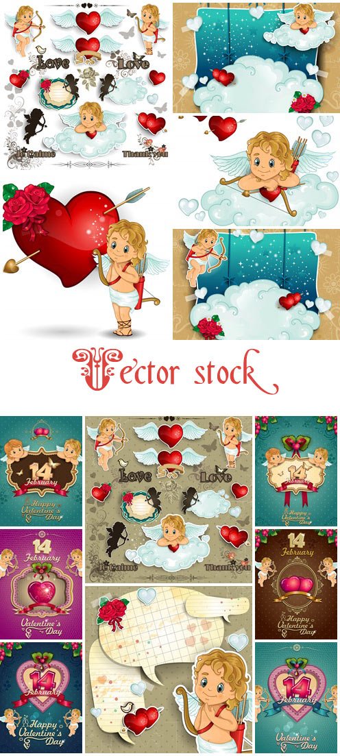 Vector collection for Valentines Day, 14 February, part 14