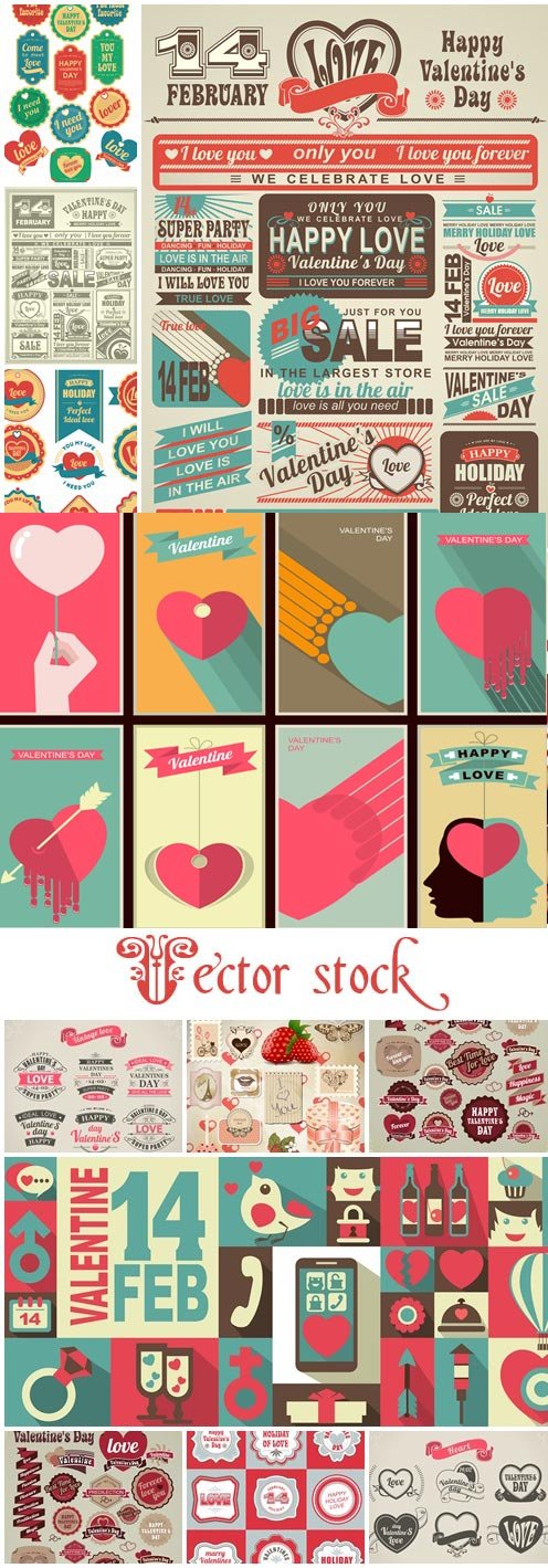 Vector collection for Valentines Day, 14 February, part 16