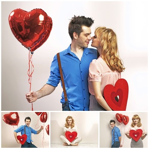 Attractive young couple during valentine's day - stock photo