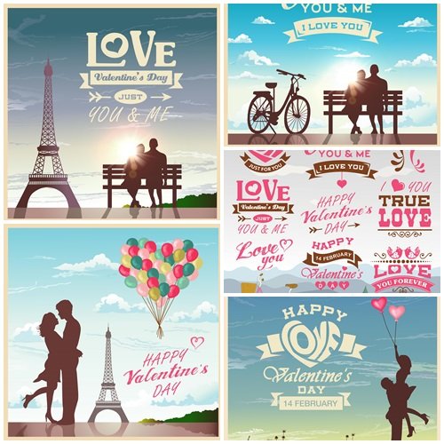 Vector collection for Valentines Day, 14 February, part 30