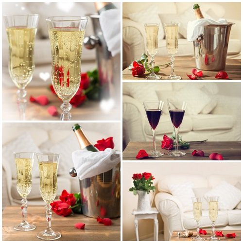 Valentines Day Champagne - stock photo