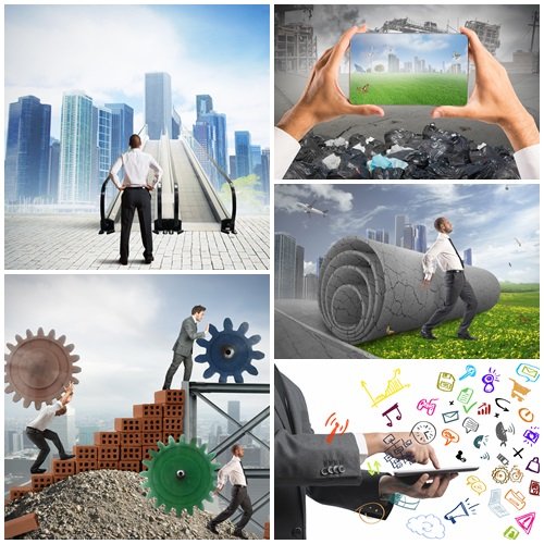 Business creative collage - stock photo