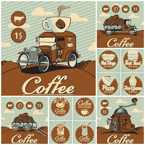 Cofee labels, 5 - vector stock
