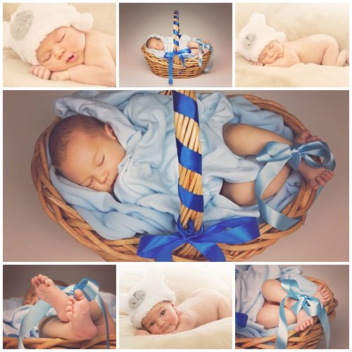 Sleeping newborn baby - stock photo