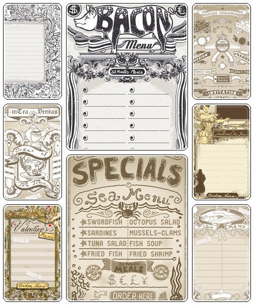 Vintage menu and inscription - vector stock