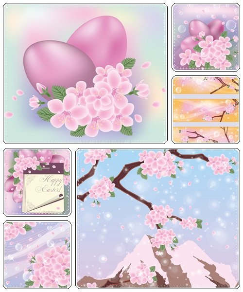 Set of spring and easter elements, 4  - vector stock