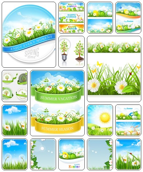 Spring, summer and easter backgrounds, 22  - vector stock