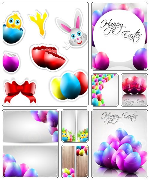 Set of spring and easter elements, 11  - vector stock