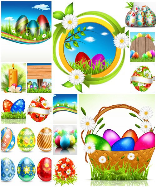 Set of spring and easter elements, 10  - vector stock