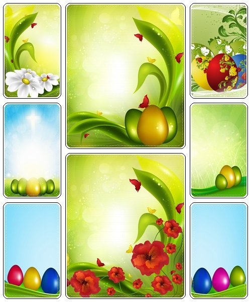 Set of spring and easter elements, 9  - vector stock