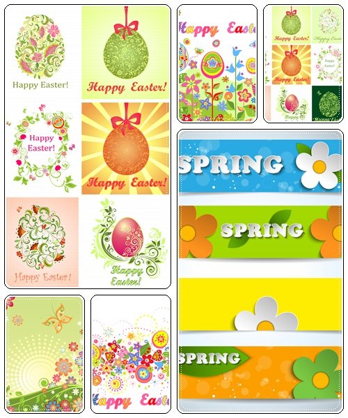 Set of spring and easter elements, 6  - vector stock