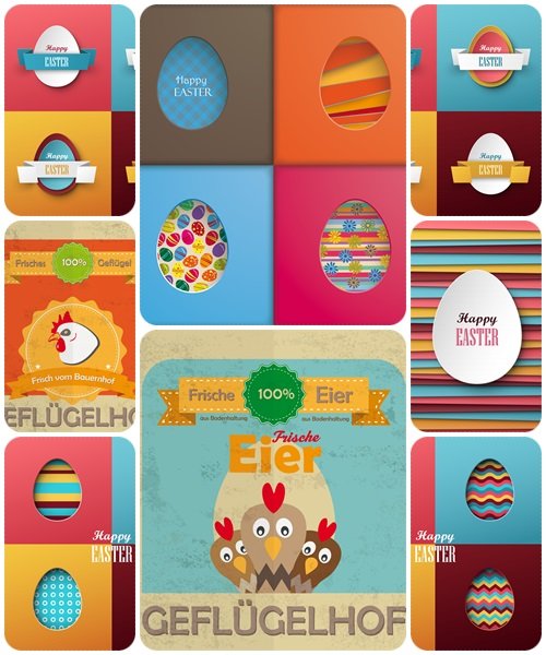 Set of spring and easter elements, 14  - vector stock
