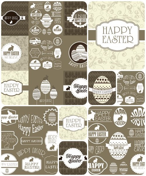 Set of spring and easter elements, 15  - vector stock