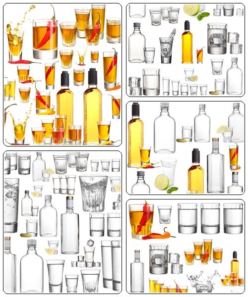 Collage of alcohol drinks - stock photo