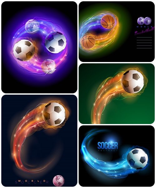 Soccer ball in neon light - vector stock