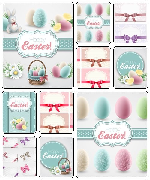 Set of spring and easter elements, 18  - vector stock