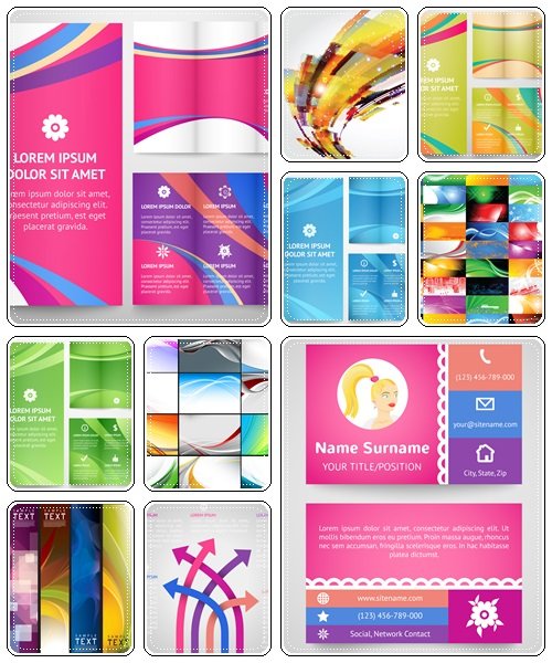 Business brochure and business card - vector stock