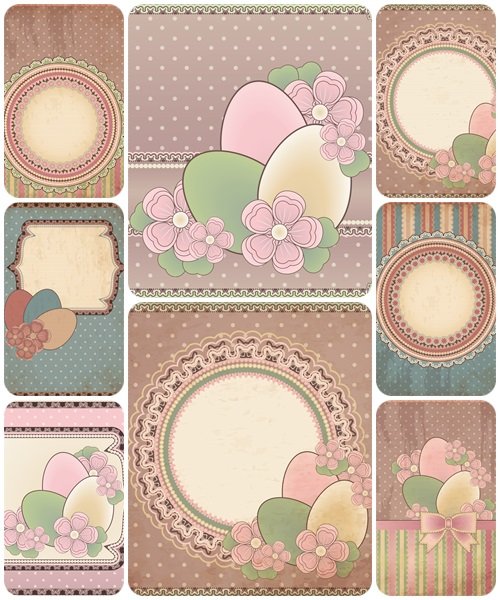 Old paper with easter eggs and flowers  - vector stock