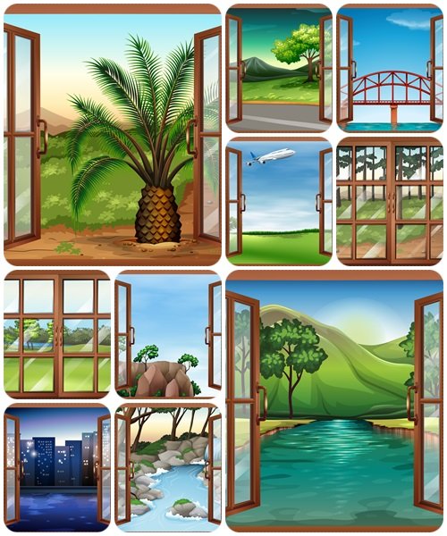 Window and nature - vector stock