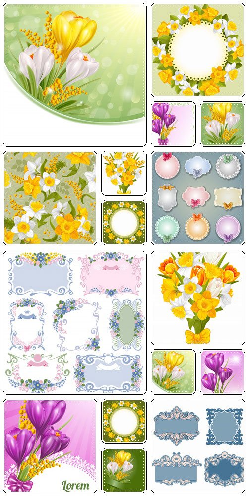 Wreath of spring flowers  - vector stock
