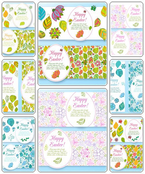 Floral easter banners and card  - vector stock